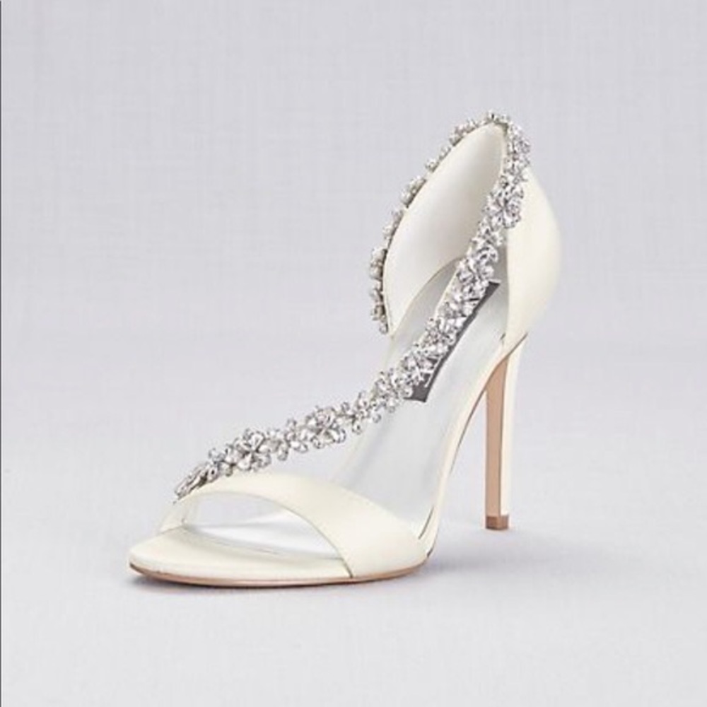 White by Vera Wang wedding heels with crystal strap. Excellent condition.